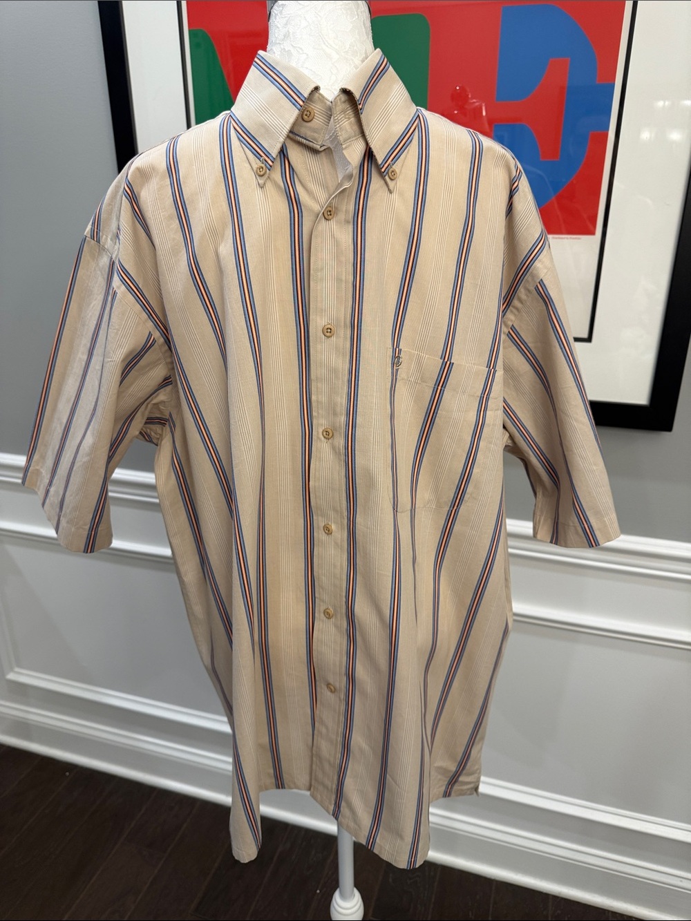 VTG Guy Laroche Monsieur Striped Button Up Shirt Cotton Large 16.5